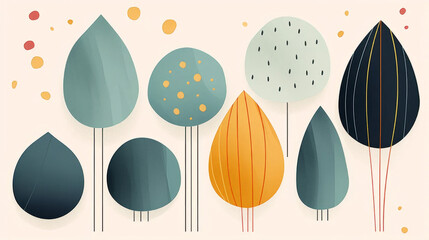 Wall Mural - Rain drops illustration in minimal style. Light pastel colors. Weather art.