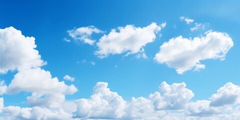 Aufkleber - Clear blue sky with white clouds in summer time. Nature background concept. : Generative AI