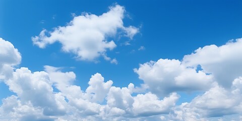 Aufkleber - Clear blue sky with white clouds in summer time. Nature background concept. : Generative AI