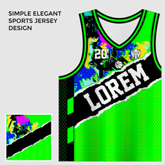 Wall Mural - abstract green basketball jersey sublimation template