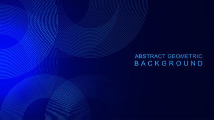 Poster - Abstract blue circular geometric lines background. Modern technology concept backdrop.