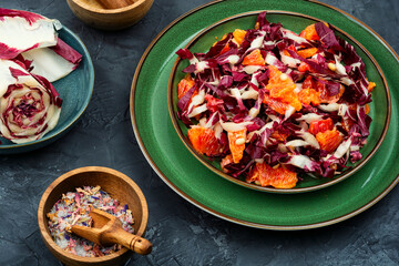 Canvas Print - Red radicchio salad pomegranate.