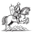 Knight on horseback sketch hand drawn heraldry illustration
