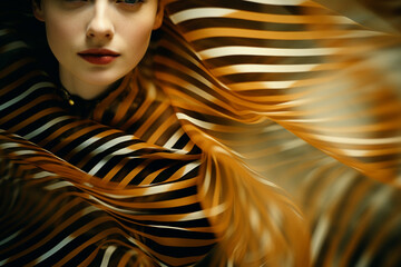 Poster - Abstract patterns enveloping a person in an atmosphere of elegance, illustrating the refined and sophisticated qualities found in abstract patterns.