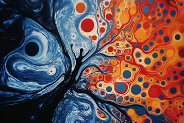 Fototapete - Abstract patterns resembling a meditation on cognitive creativity enveloping a person, illustrating the flowing and abundant nature of creative ideas in brain-centric design.