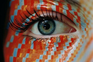 Aufkleber - Close-up of a person on an odyssey amidst abstract patterns inspired by neuro imaging, capturing the intellectual and visionary elevation associated with medical advancements.