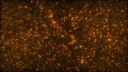 Wall Mural - looped animated texture of many sparkling golden light particles on dark background
