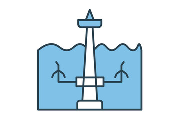 Poster - tidal energy icon. icon related with energy and technological development . flat line icon style. Simple vector design editable