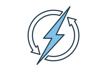 Poster - energy transition icon. icon related with energy and technological development . flat line icon style. Simple vector design editable