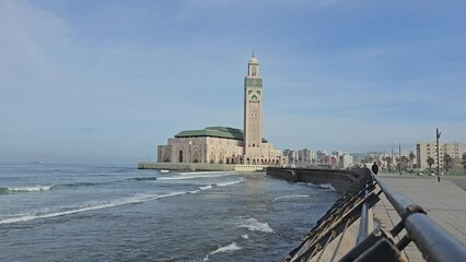 Wall Mural - view of the famous Hassan II Mosque against sky ; Casablanca, Morocco