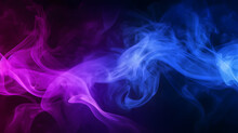 Waves Of Neon Swirling Blue And Purple Smoke Dark Abstract Background