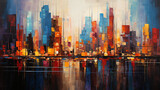 Fototapeta  - abstract skyline colorful painting  