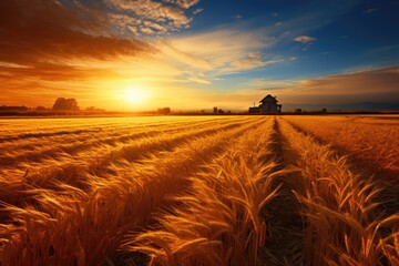 Wall Mural - A golden rice field belonging to autumn, capture photography