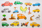 Fototapeta Pokój dzieciecy - Drawing pictures of cars by kids