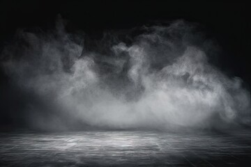 Wall Mural - Studio with smoke weave mysterious dance against dark backdrop. Interplay of black and white creates atmospheric effect enhancing sense of mystery and drama