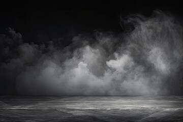 Wall Mural - Studio with smoke weave mysterious dance against dark backdrop. Interplay of black and white creates atmospheric effect enhancing sense of mystery and drama