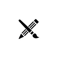 Poster - Pencil with paintbrush icon, art icon vector for web site Computer and mobile app