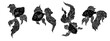 Set of silhouettes,doodles of goldfish.Vector graphics.