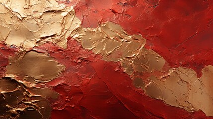 Wall Mural - A vibrant and striking abstract painting with a maroon and gold color scheme, evoking a sense of boldness and elegance in its use of red and gold