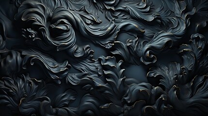 Wall Mural - A striking black and gold abstract sculpture evokes a sense of luxury and mystique, drawing the viewer into a world of intricate artistry