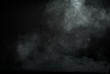 Abstract Smoke Misty Fog On Isolated Black Background. Texture Overlays. Design Element.