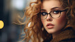 Beautiful woman in stylish glasses, portrait.