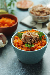 Wall Mural - Houria, cooked carrot salad, a traditional dish of Tunisian cuisine