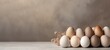Easter holiday celebration banner greeting card - Natural white and brown easter eggs on bright concrete tabel texture