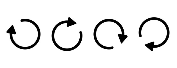 Wall Mural - Refresh Button Vector Icons – Circular Arrow Rotation Sequence – Symbols for Website Reload or Refresh