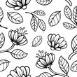 floral line art seamless pattern