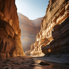 Spectacular Canyon with Layered Rock Formations, Generative AI, Siq de Petra, Wadi Musa, Jordania, Oriente Medio, Asia, Exploring Wadi al Mujib canyon near the Dead Sea in Jordan, formación de rocas r