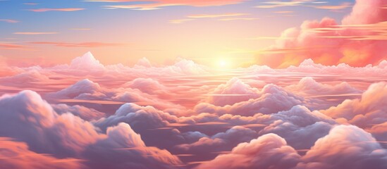 Wall Mural - Beautiful landscape clouds in the sky with golden sunlight in the morning