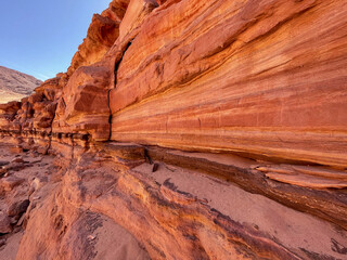 Wall Mural - Colored Salam canyon in the Sinai Peninsula, beautiful curved limestone stones.