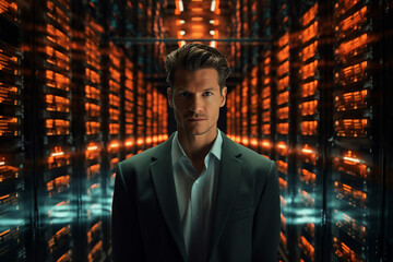 Digital technologies it programmer worker in modern network space working Generative AI