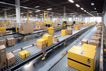 Poster - Dynamic and efficient conveyor belt system in a bustling warehouse fulfillment center