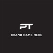 © MdRakibul - PT logo. P T design. White PT letter. PT, P T letter logo design. Initial letter PT linked circle uppercase monogram logo. P T letter logo vector design.