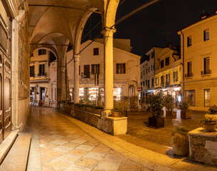 Wall Mural - Treviso - The porticoes of old town at night. 
