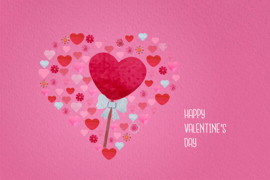 Valentine's Day banner with pink hearts for background