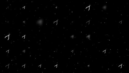 Poster - Template animation of evenly spaced round pliers symbols of different sizes and opacity. Animation of transparency and size. Seamless looped 4k animation on black background with stars