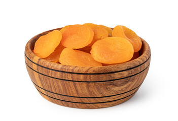 Wall Mural - dried apricots in a wooden bowl