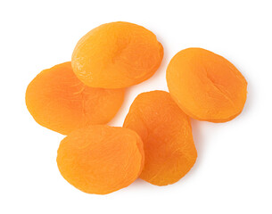 Wall Mural - Dried apricots on white background.