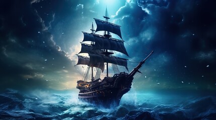 Canvas Print - ship in the sea