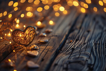 Wall Mural - Valentaine's day decor set on a beautiful wooden background