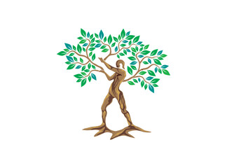 Sticker - dryad human tree vector. abstract of tree illustration