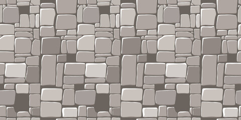 Poster - View from above. Vector illustration For Ui Game element. Seamless stones pattern.