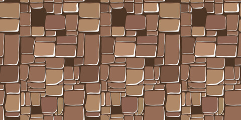 Fototapete - Seamless background texture grey stone wall. View from above. Vector illustration For Ui Game element. Seamless stones pattern.