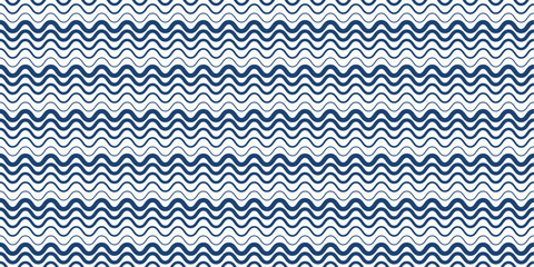 Poster - Waves of different thicknesses. Vector pattern of wavy lines in blue.