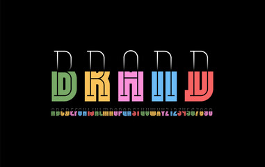 Leinwandbilder - Design long font, modern alphabet, graphic condensed letters and numbers, vector illustration 10eps