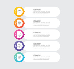 Aufkleber - Infographics design vector and marketing icons can be used for workflow layout, diagram, annual report, web design. Business concept with 5 options, steps or processes.