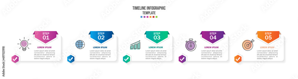 Infographic elements design template, business concept with 5 steps or ...